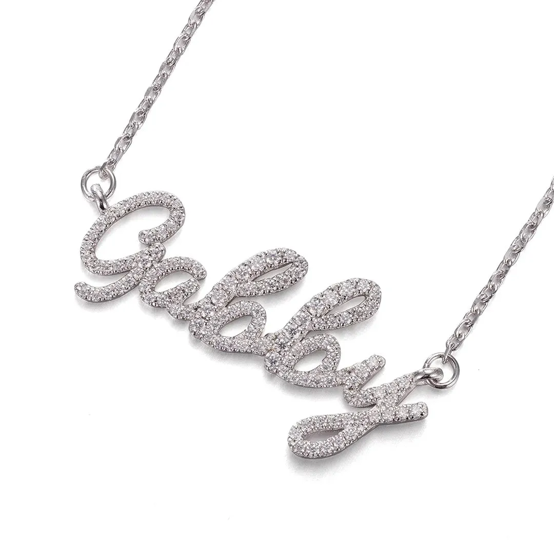 Custom Moissanite Script Font Name Necklace