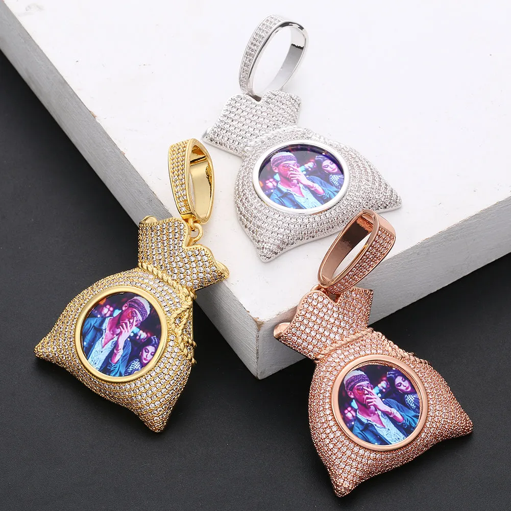 Custom Photo Hip Hop Money Bag Medallion Necklace For Man