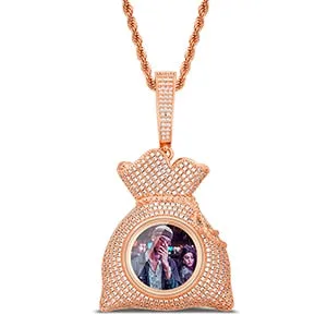 Custom Photo Hip Hop Money Bag Medallion Necklace For Man