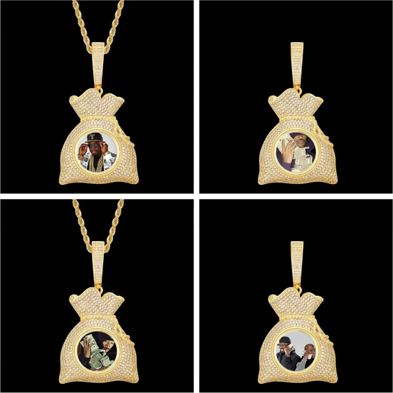 Custom Photo Hip Hop Money Bag Medallion Necklace For Man