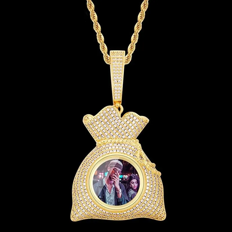 Custom Photo Hip Hop Money Bag Medallion Necklace For Man