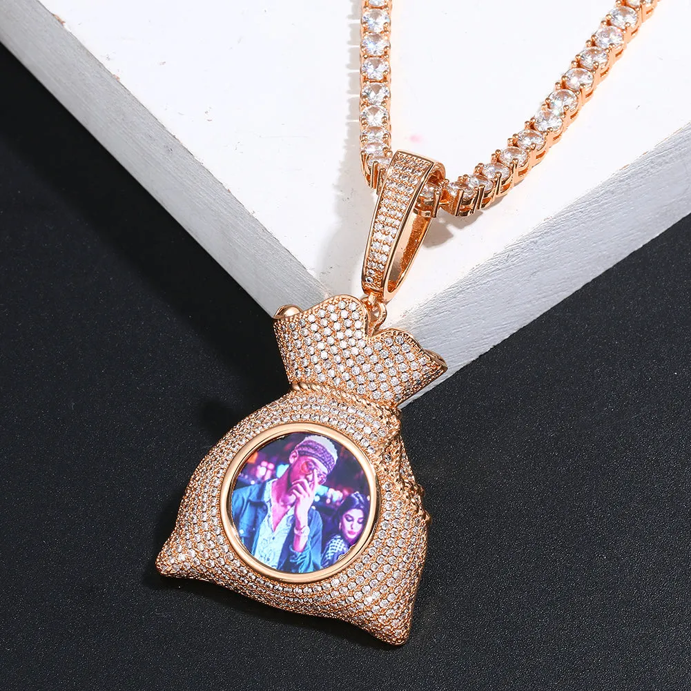 Custom Photo Hip Hop Money Bag Medallion Necklace For Man