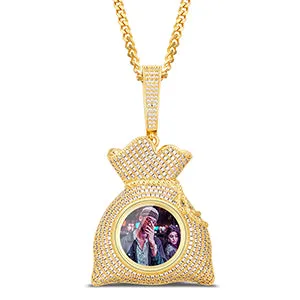 Custom Photo Hip Hop Money Bag Medallion Necklace For Man