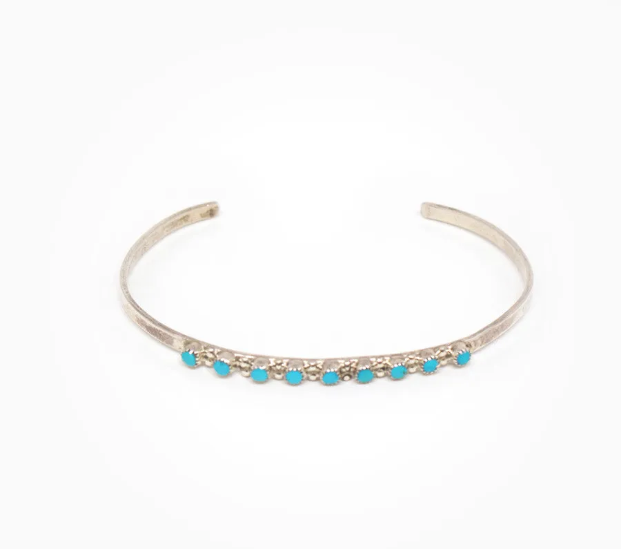 Dainty 9 Stone Turquoise Cuff - Women’s Turquoise Jewelry