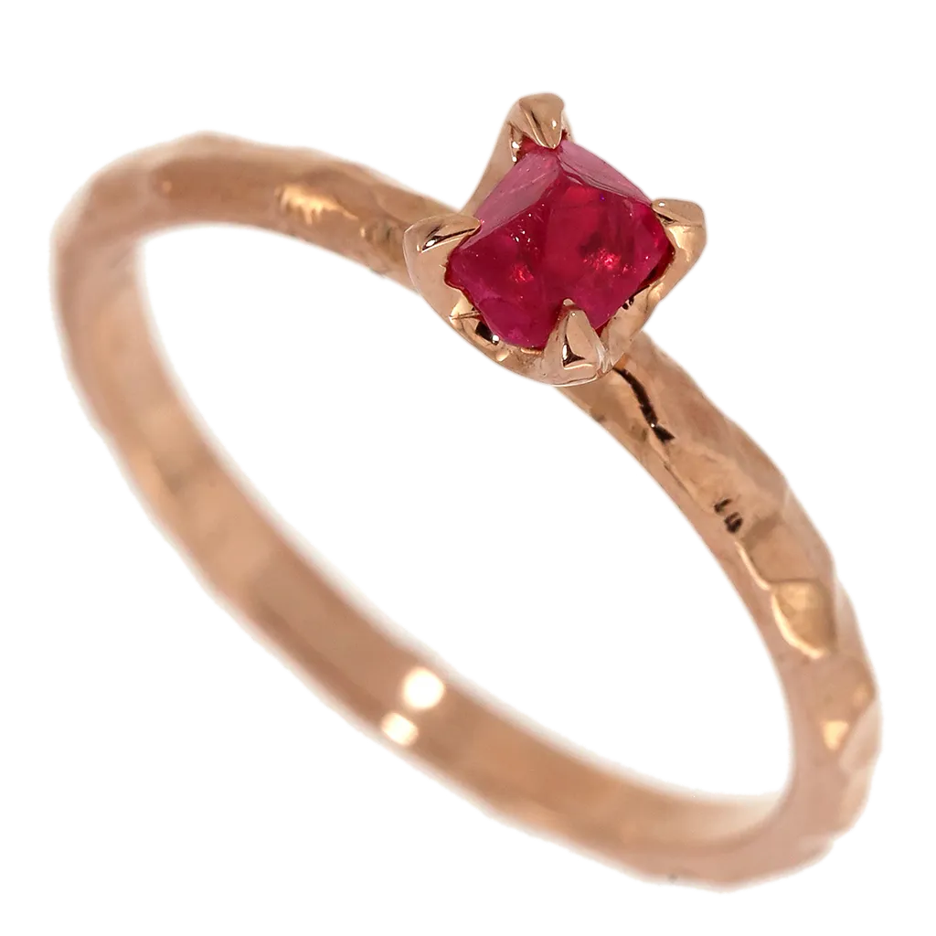 Dainty Red Spinel Crystal Ring