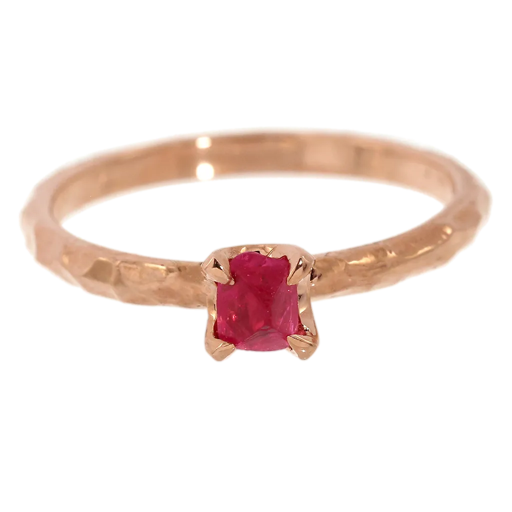 Dainty Red Spinel Crystal Ring