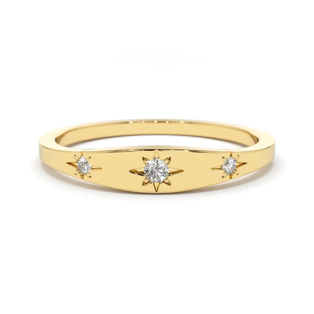 Dainty Star Lab Grown Diamond Wedding Band