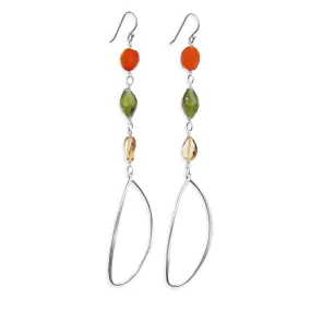 Dangle Ear Wire: Carnelian, Idocrase, Citrine, Silver