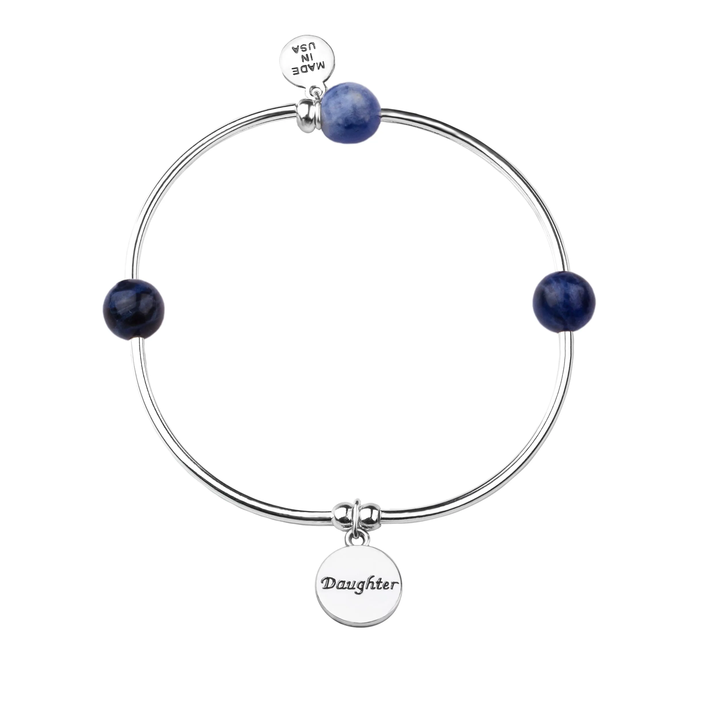 Daughter | Soft Bangle Charm Bracelet | Sodalite