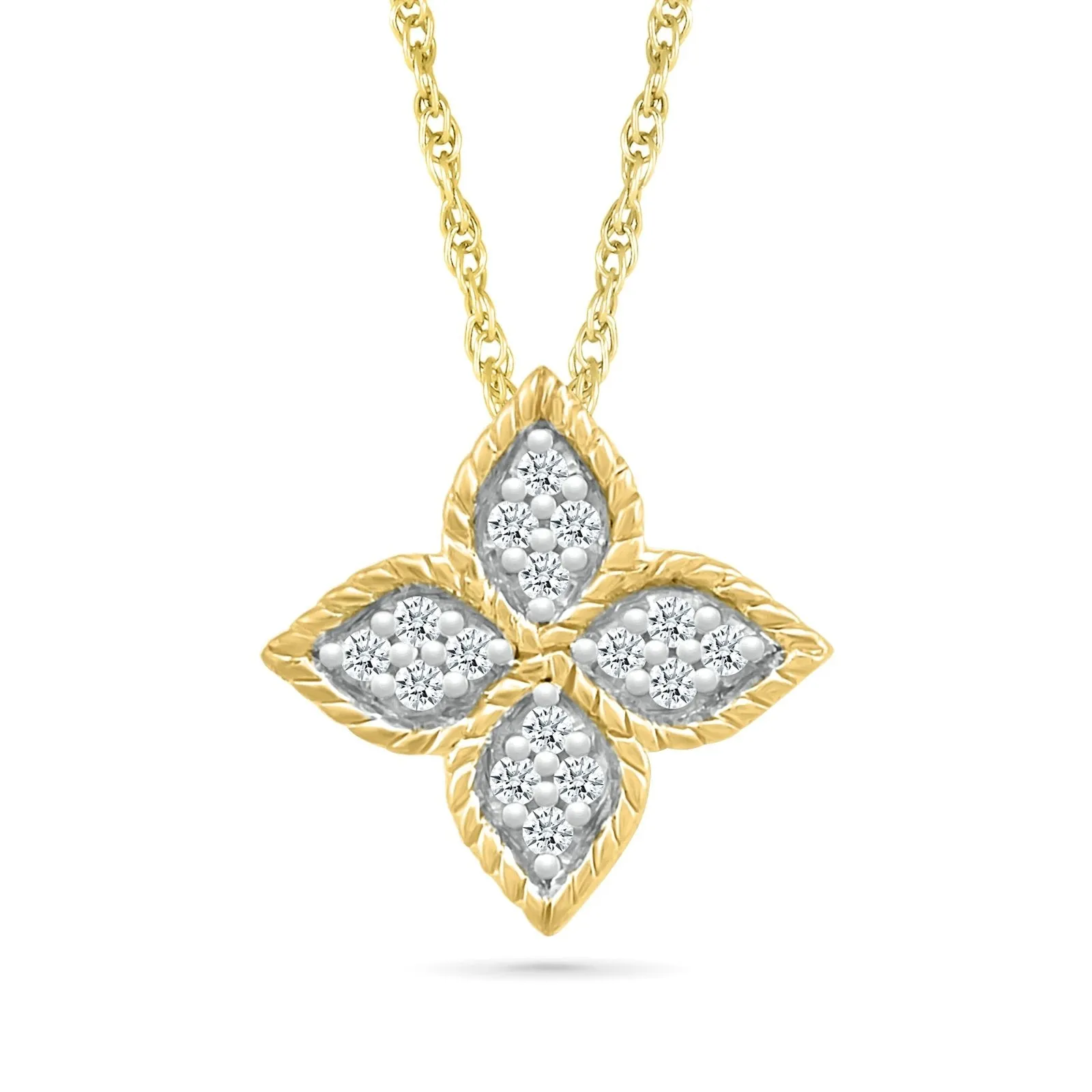 Diamond Clover Pendant in Braided Gold