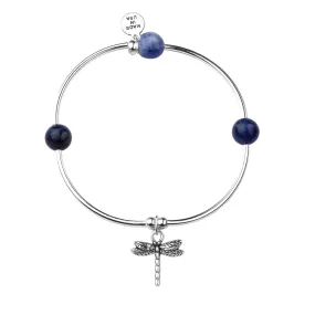 Dragonfly | Soft Bangle Charm Bracelet |  Sodalite