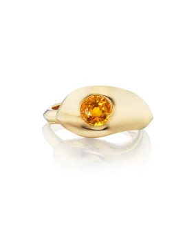 Drip Drop Ring, Orange Sapphire