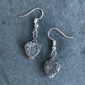 Druzy Agate Heart Earrings Dangle Earrings