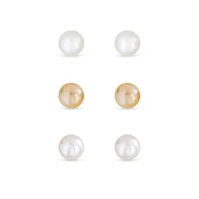 Ear Sense 4mm Gold & Silver Ball & Pearl Trio FC701