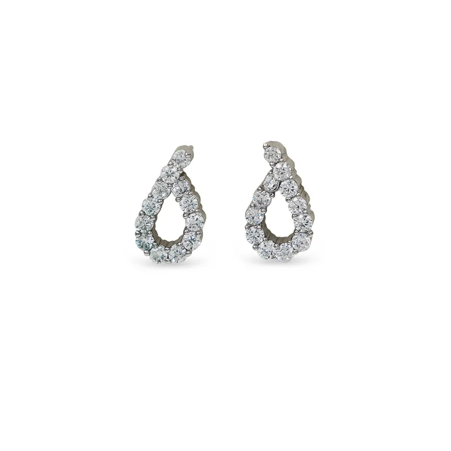 Ear Sense Earring CH250 Silver Crystal Teardrop Stud Earrings