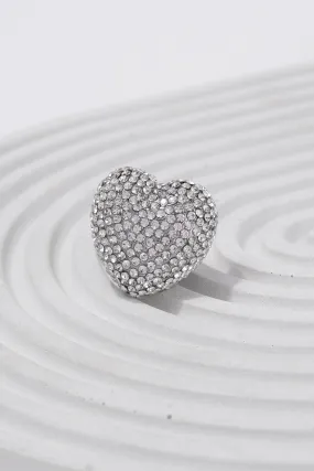 Elsie Crystal Rhinestone Pave Heart Shaped Stretch Ring