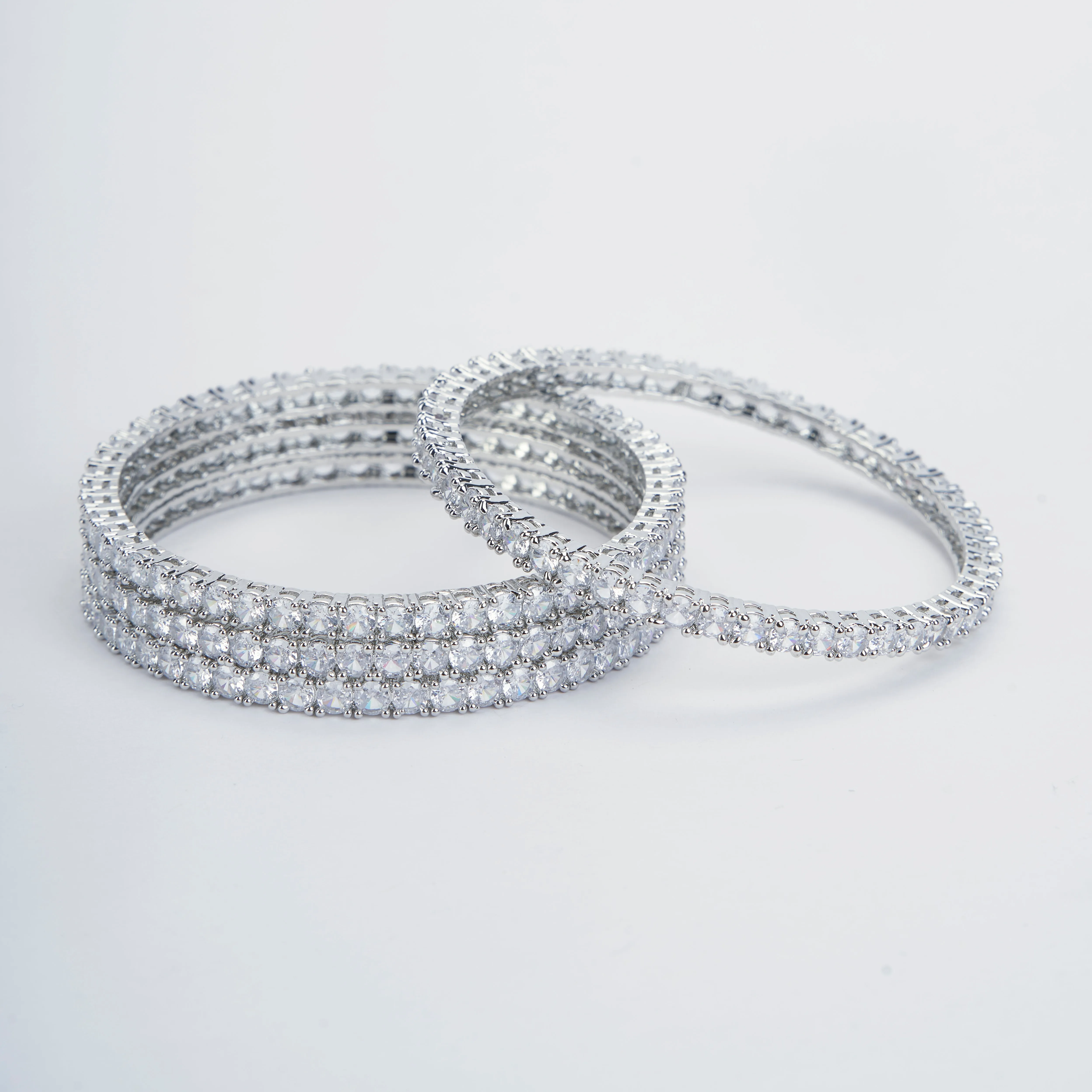 Enchanted Rhodium Bangles Set (Pack of 4)