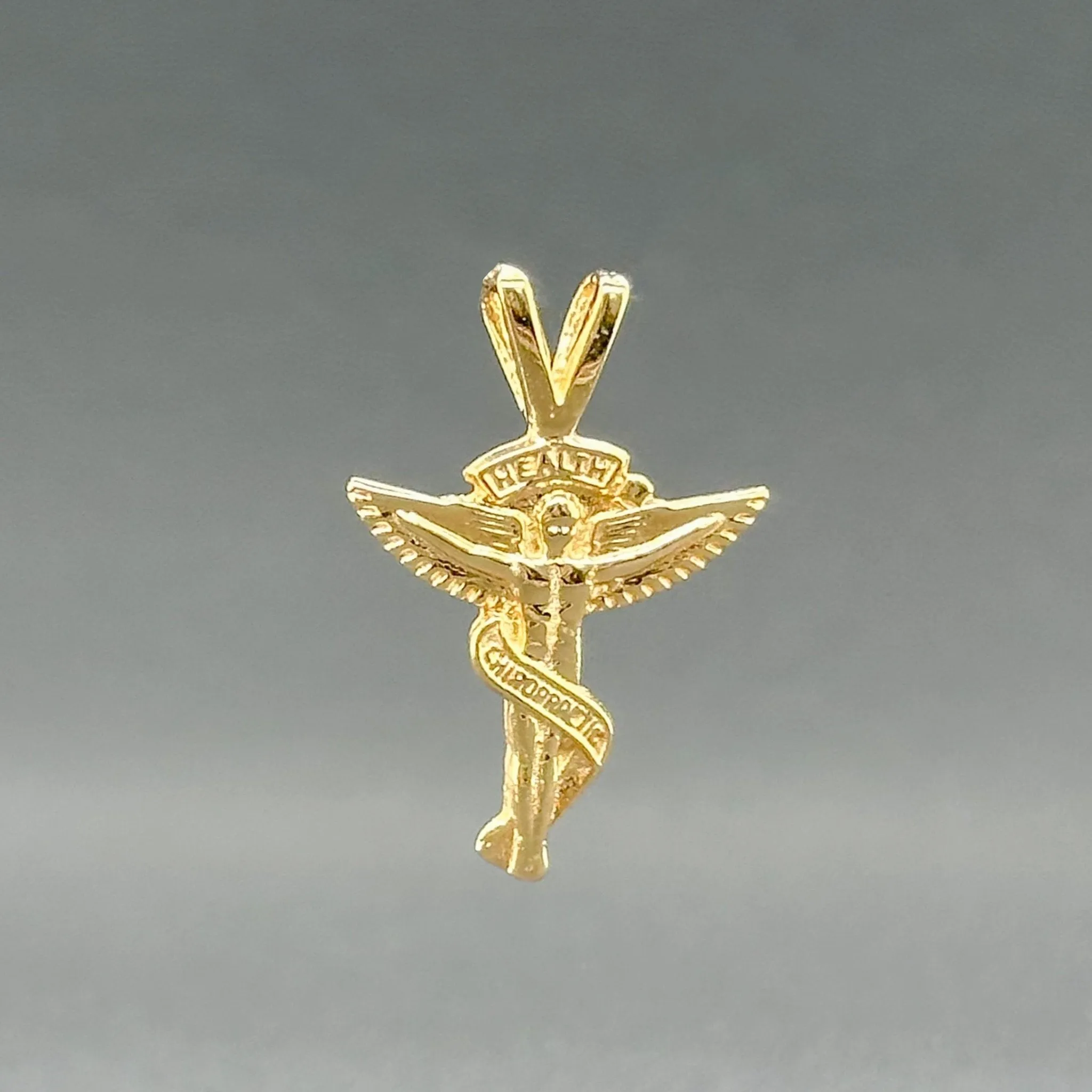 Estate 14K Y Gold Chiropractic Angel Pendant