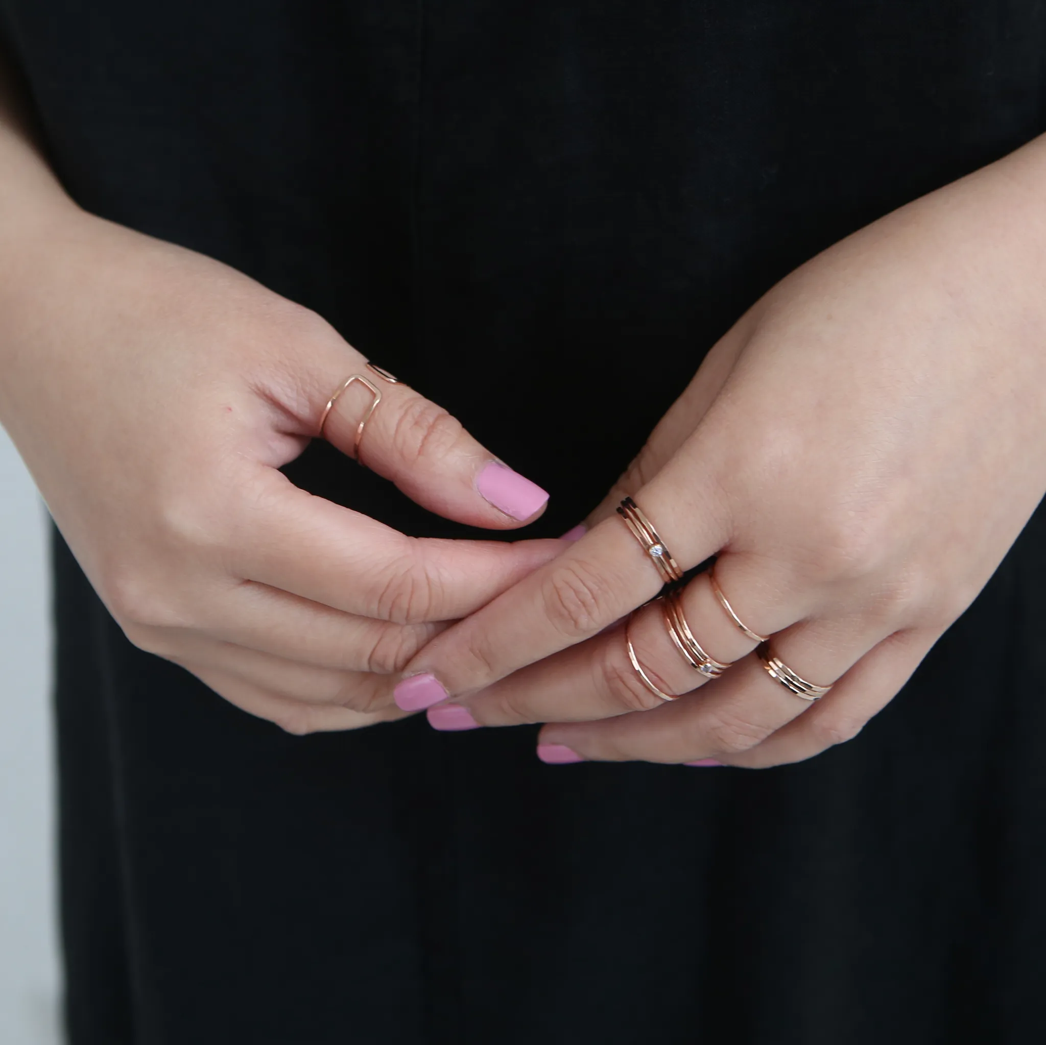 Faceted Stacking Ring - 14k Rose Gold Fill