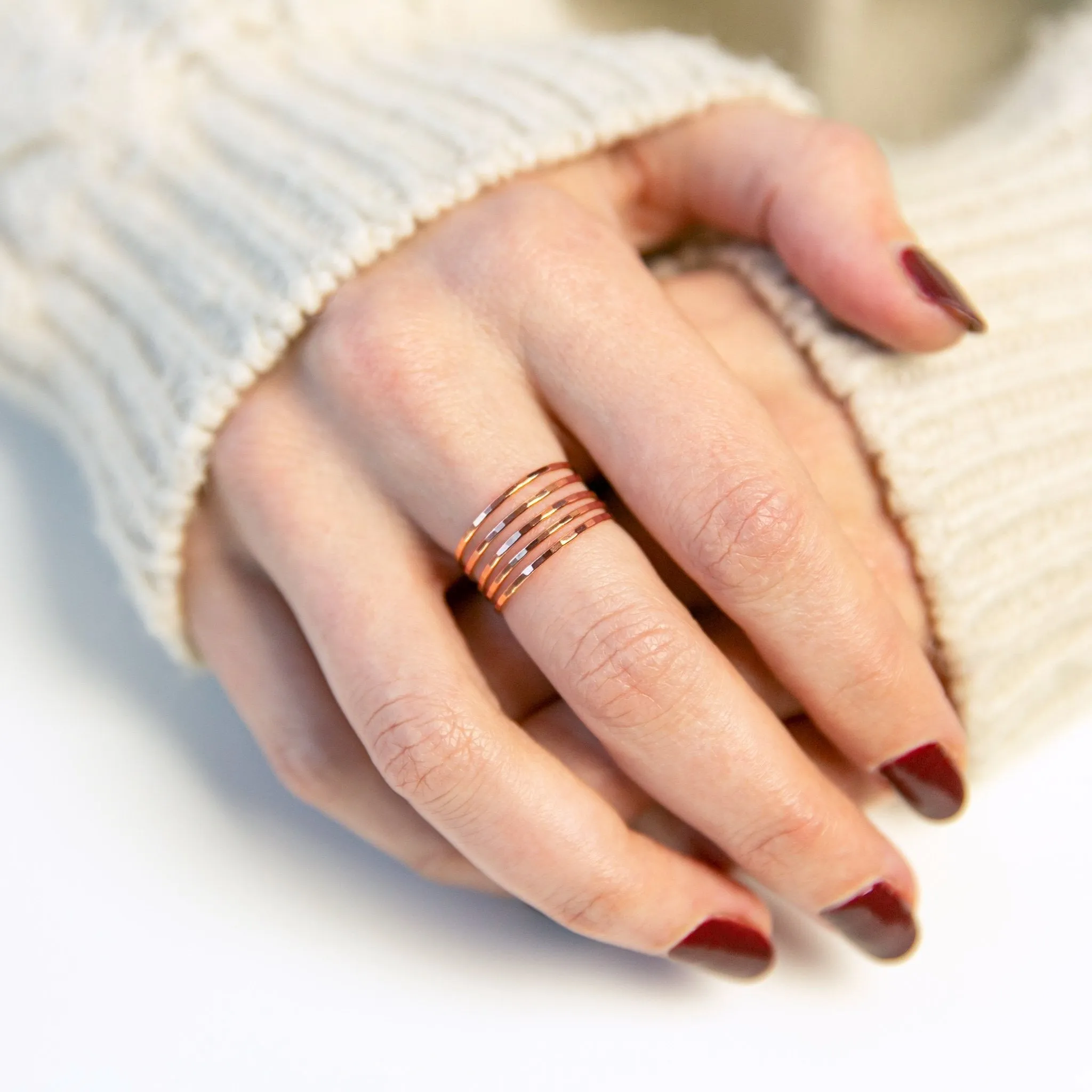 Faceted Stacking Ring - 14k Rose Gold Fill