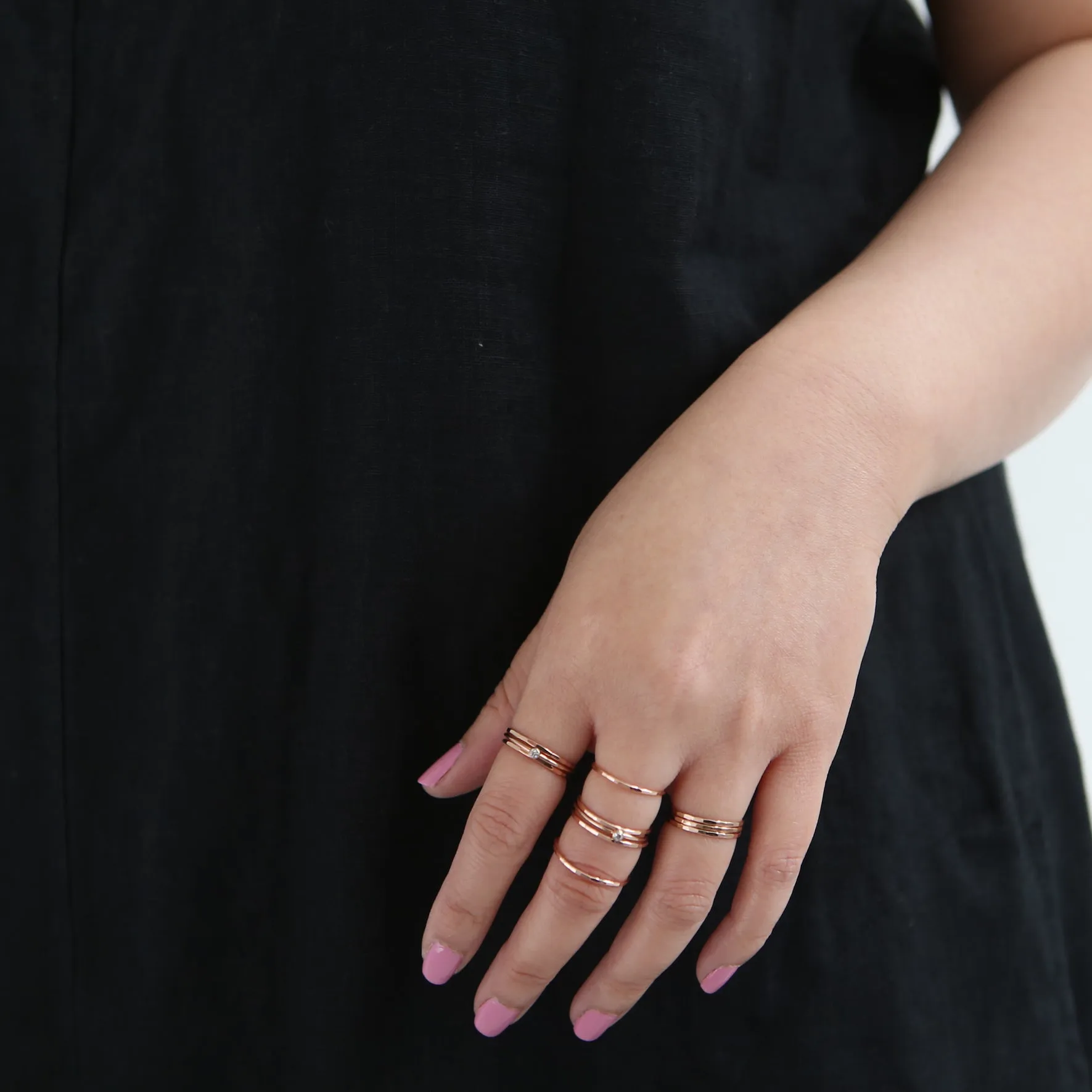 Faceted Stacking Ring - 14k Rose Gold Fill