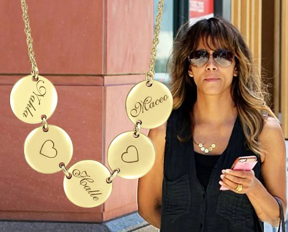 Family Name Disc Necklace - Halle Berry