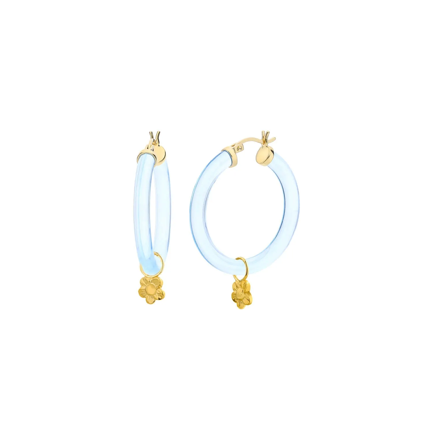 Flower Charm Lucite Hoop Earrings