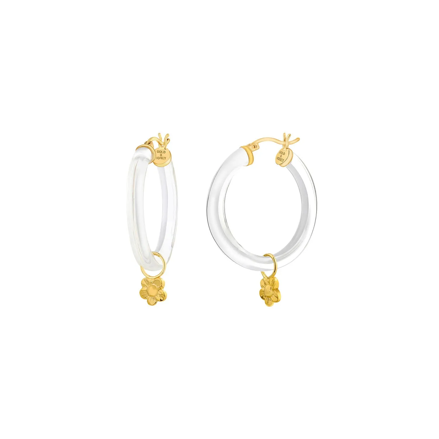 Flower Charm Lucite Hoop Earrings