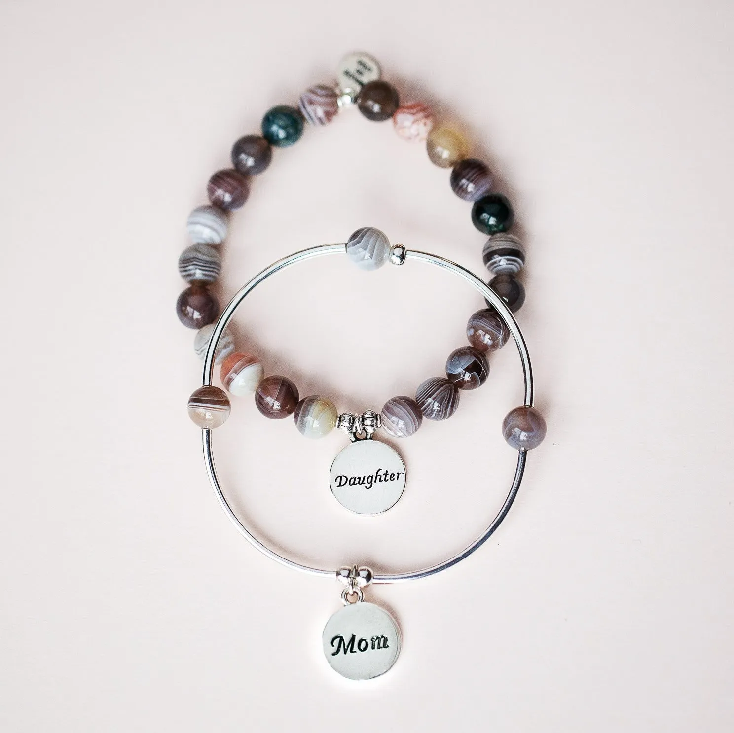 Friend | Soft Bangle Charm Bracelet | Hematite