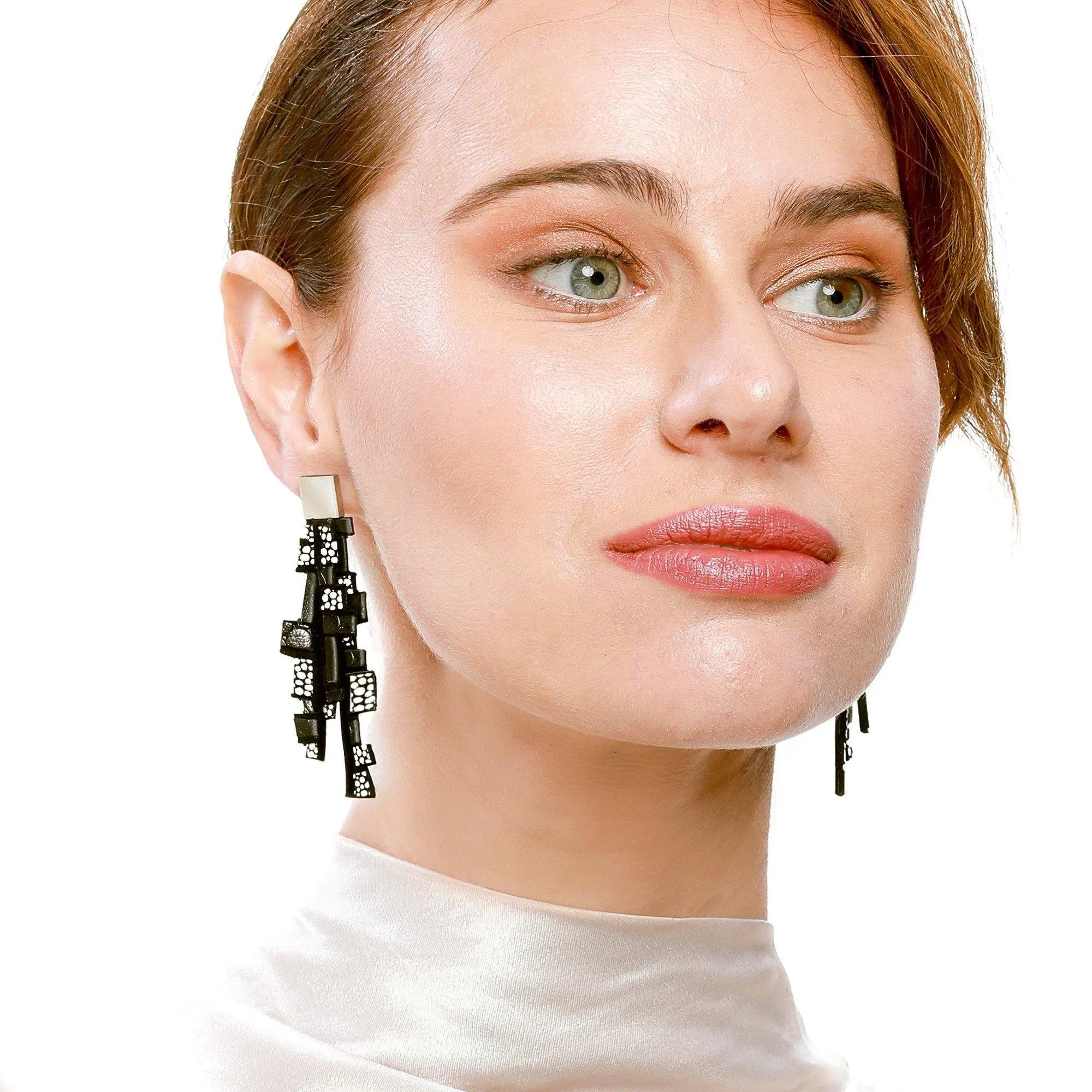 Gaia yellow long leather earrings