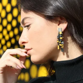 Gaia yellow long leather earrings