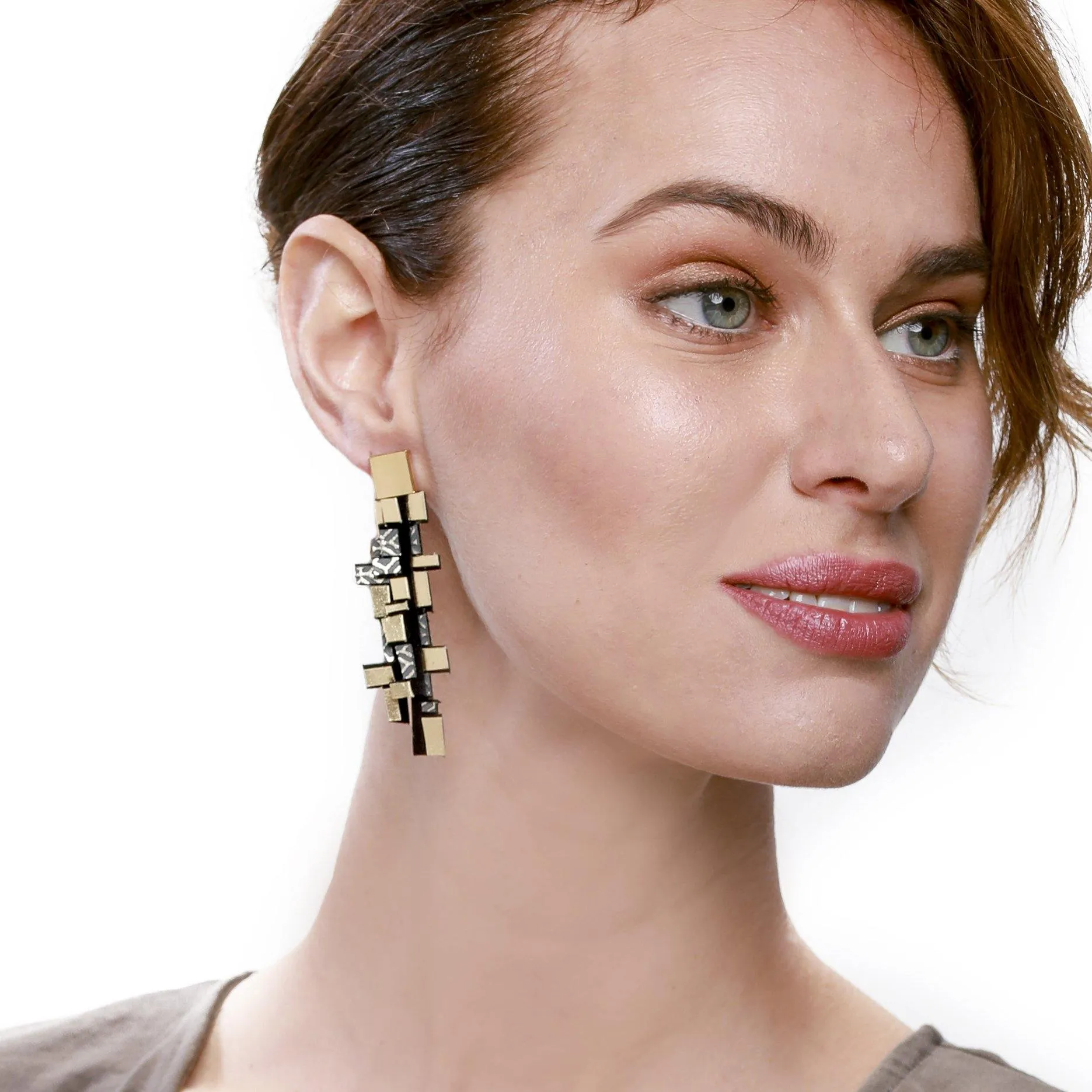 Gaia yellow long leather earrings