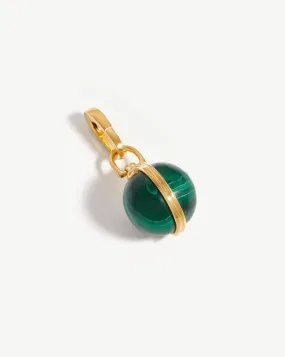 18ct Gold Plated Clip-On Pendant with Malachite Gemstone Sphere