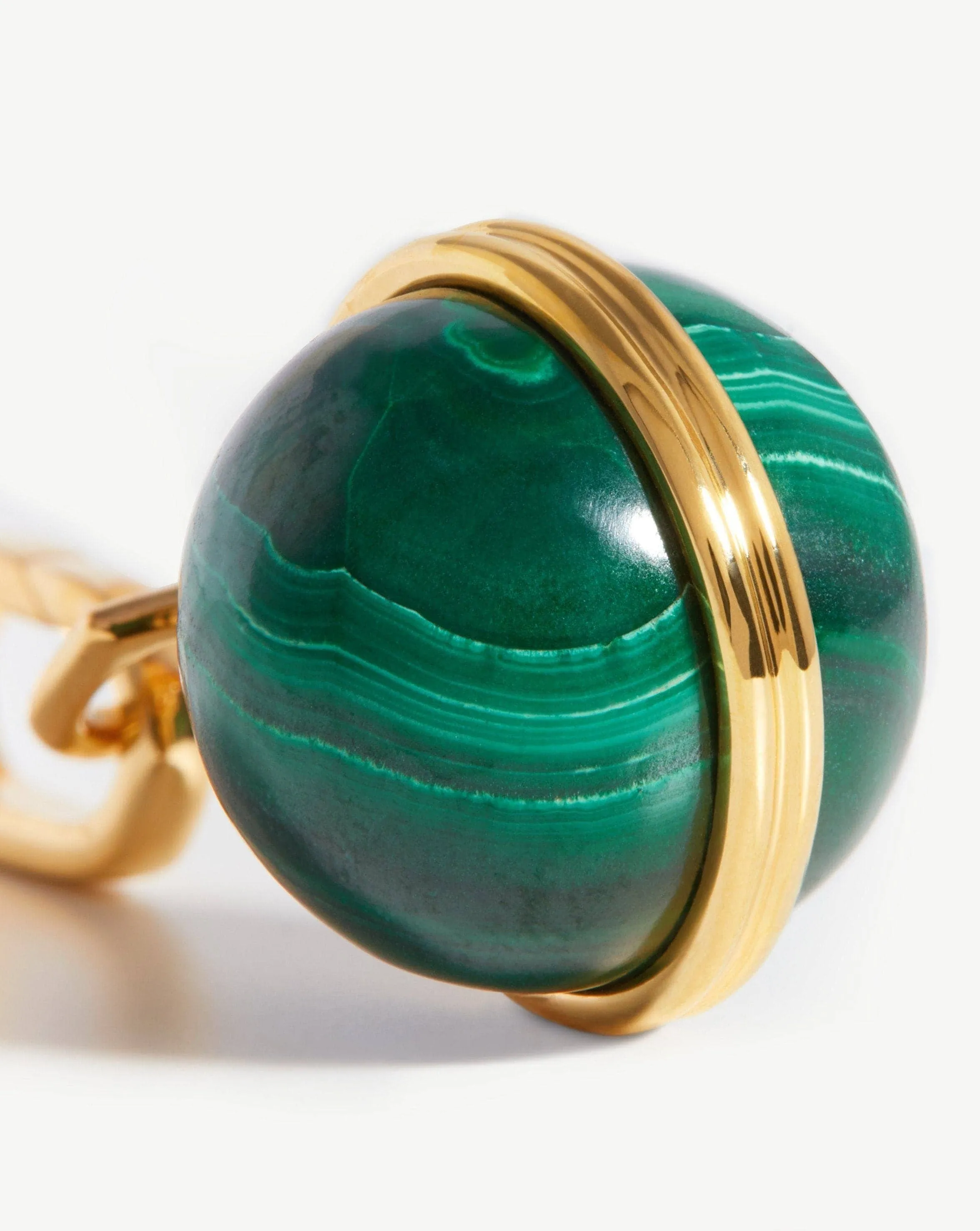 18ct Gold Plated Clip-On Pendant with Malachite Gemstone Sphere