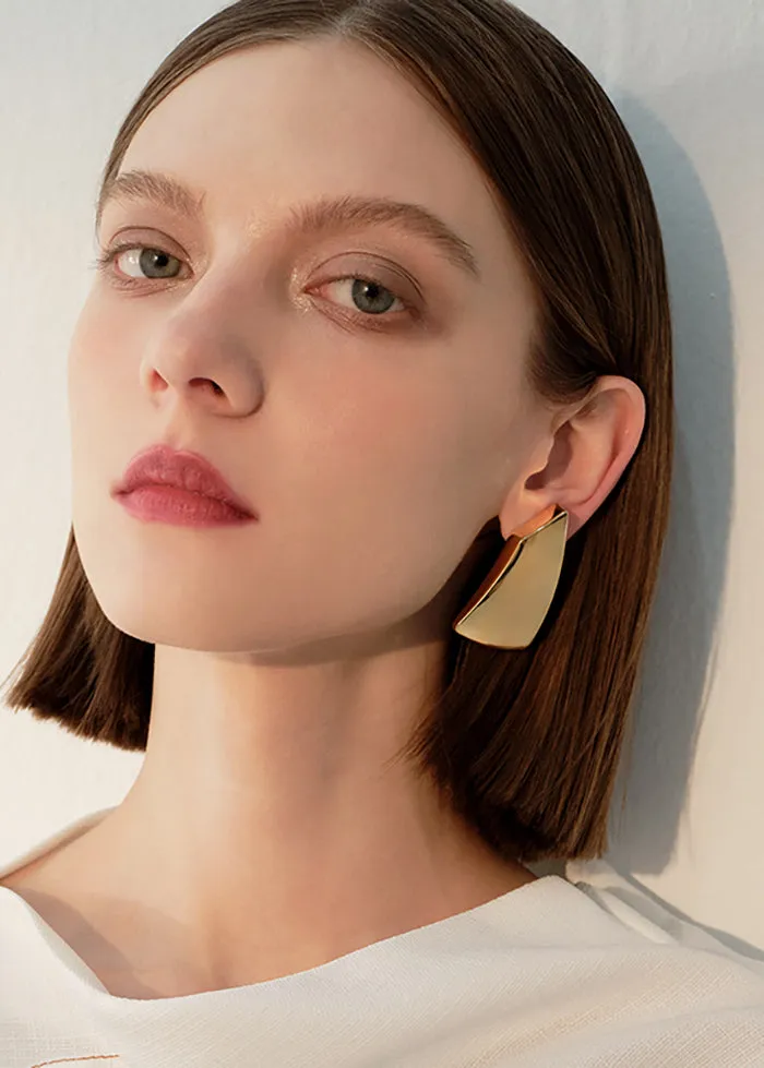 Geometric Gold Statement Earrings