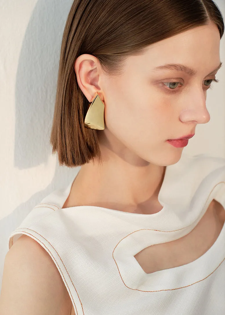 Geometric Gold Statement Earrings