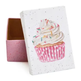 Gift Boxes-Pink Polkadot Cupcake with Sprinkles-Paper Mache-Rectangle-X-Small-Quantity 1