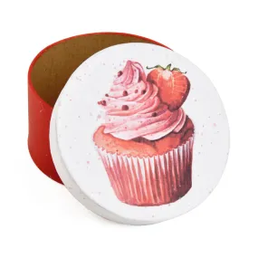 Gift Boxes-Strawberry Cupcake Dessert-Paper Mache-Round-X-Small-Quantity 1