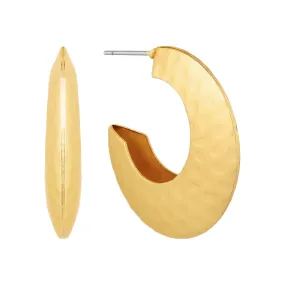 Gold Beat Metal Open Hoop Earring