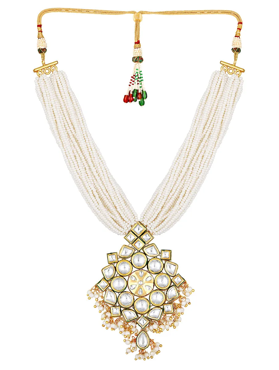 Gold Plated Kundan Necklace with Pearls