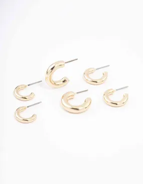 Gold Simple Chunky Huggie Hoop Earrings