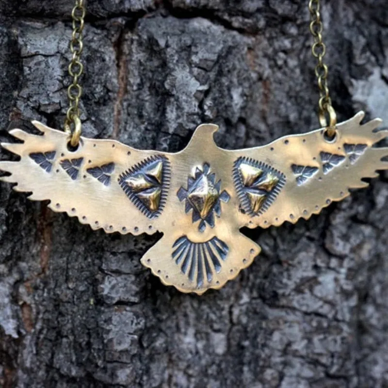 Gold Thunderbird Necklace Bohemian Statement Thunderstruck Necklace Put A Gypsy Spell On Him