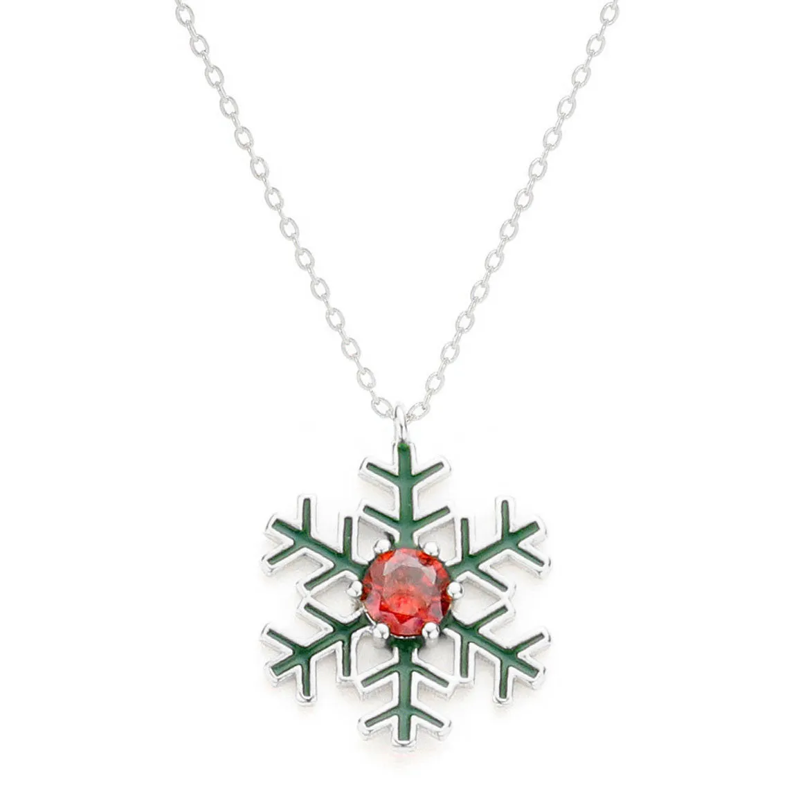 Gold White Dipped CZ Snowflake Pendant Necklace