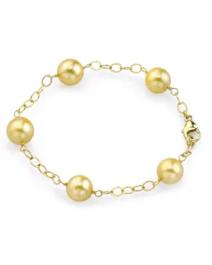 Golden South Sea Tin Cup Pearl Bracelet