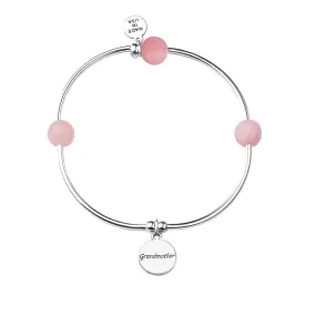 Grandmother | Soft Bangle Charm Bracelet | Rose Quartz