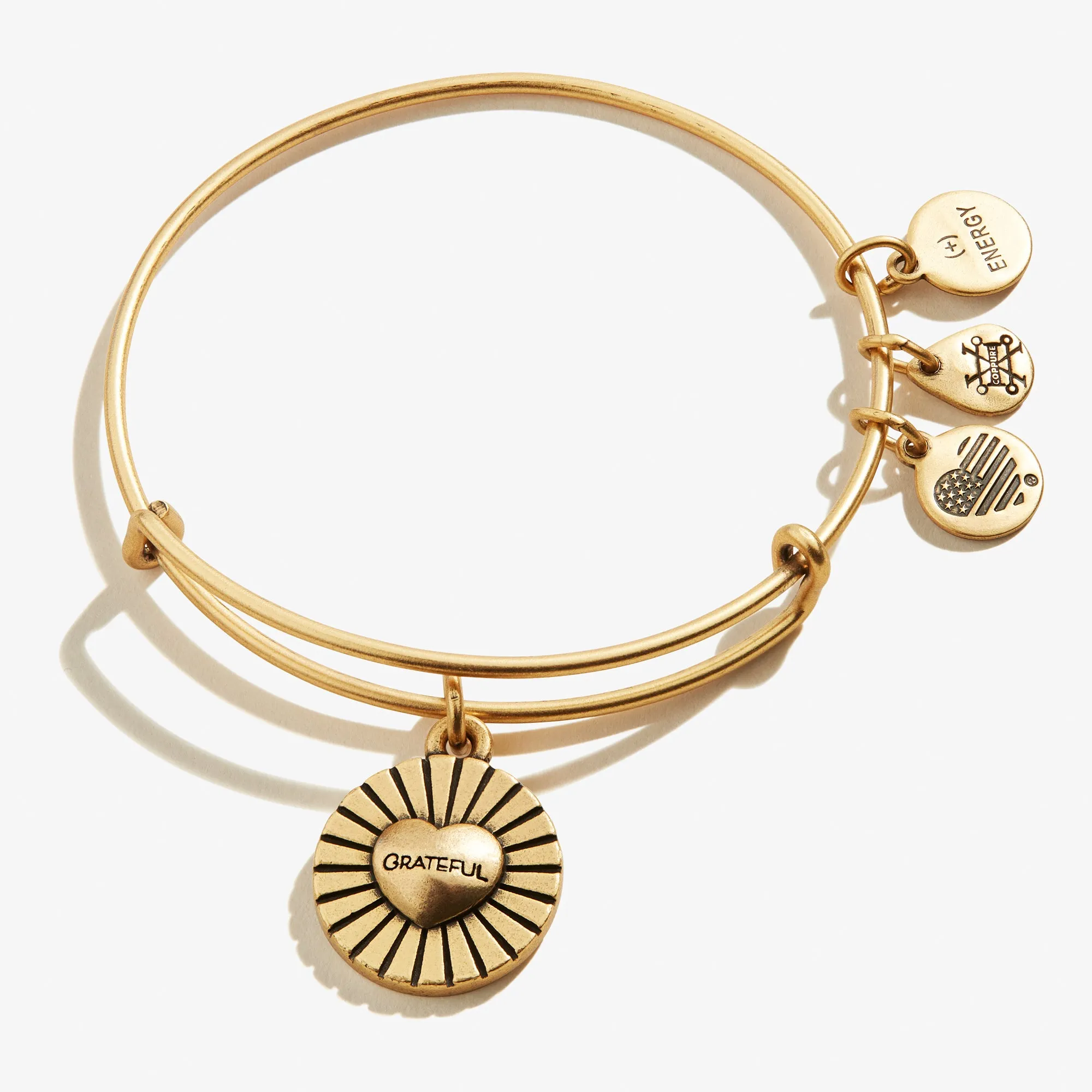 'Grateful' Heart Charm Bangle