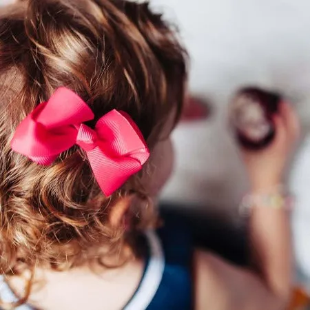 Grosgrain Hair Clip - Hot Pink Bow