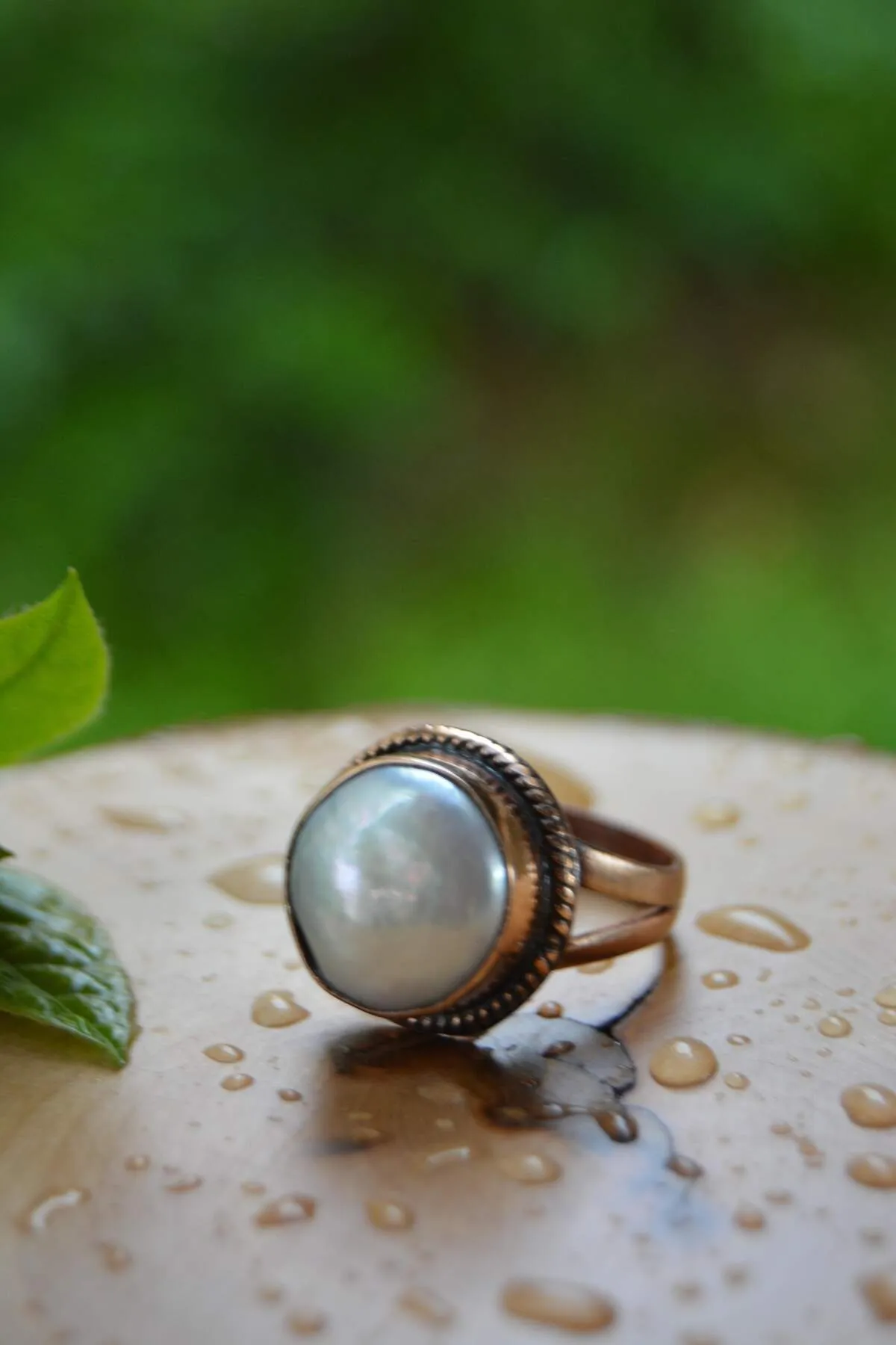 Gum Pearl Handmade Adjustable Women's Ring