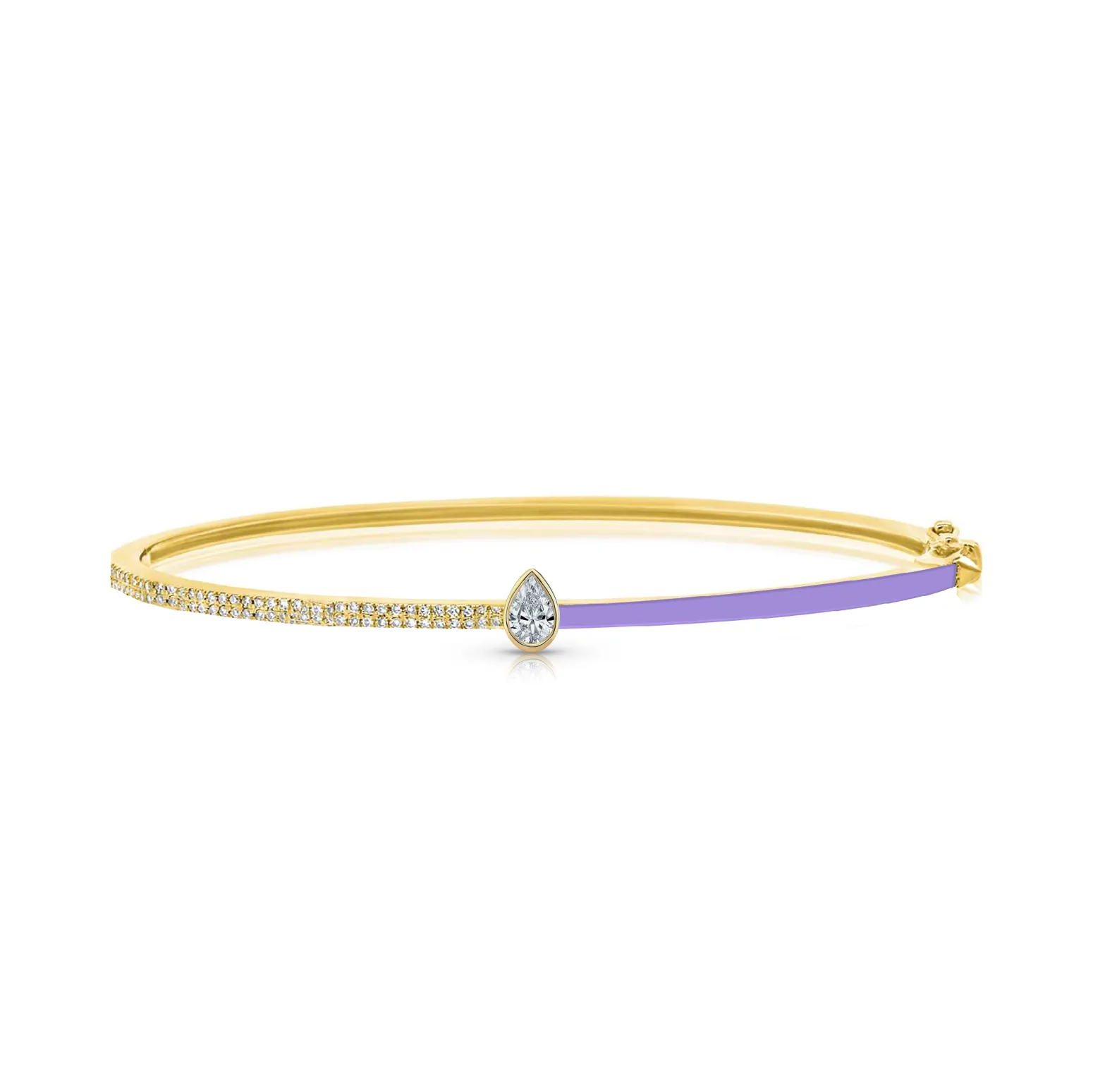 Half Enamel Half Diamond Mixed Shape Bangle