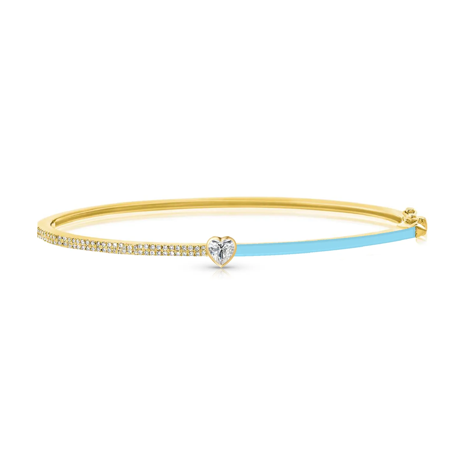 Half Enamel Half Diamond Mixed Shape Bangle